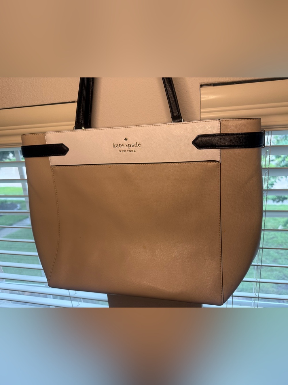 kate spade Beige, White & Black Leather Tote - Picture 4 of 16